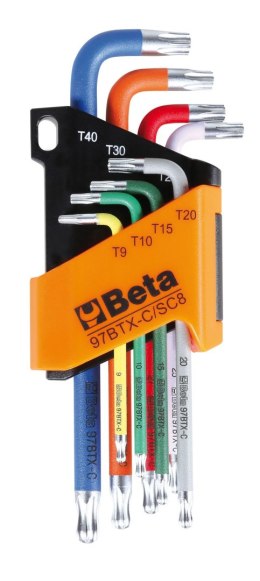 BETA KOMPLET KLUCZY TRZPIENIOWYCH KĄTOWYCH, KOŃCÓWKA KULISTA 8SZT