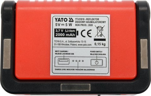 YATO REFLEKTOR PRZENOŚNY 5W COB 300LM YATO REFLEKTOR PRZENOŚNY 5W COB 300LM