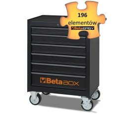 BETA WÓZEK NARZĘDZIOWY Z 6 SZUFL. CZARNY BWC04BOX+196 NARZĘDZI