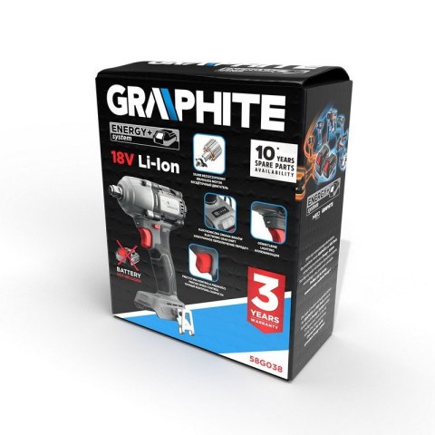 GRAPHITE KLUCZ UDAROWY BEZSZCZOTKOWY ENERGY 18V LI-LON BEZ AKUM 450NM GRAPHITE KLUCZ UDAROWY BEZSZCZOTKOWY ENERGY 18V LI-LON BEZ AKUM 450NM