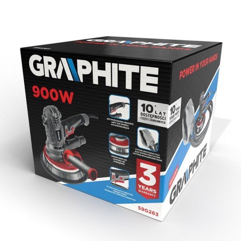 GRAPHITE SZLIFIERKA DO GIPSU 900W, 180 MM, LED KRÓTKA GRAPHITE SZLIFIERKA DO GIPSU 900W, 180 MM, LED KRÓTKA