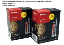 FISCHER KOŁEK DUOPOWER 8*40 S Z WKRĘTEM MOCOWANIE UNIWERSALNE 60 SZT