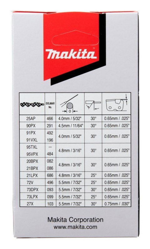 MAKITA ŁAŃCUCH TNĄCY 25AP 11,5CM 1,3MM 1/4'' DO DUC122 MAKITA ŁAŃCUCH TNĄCY 25AP 11,5CM 1,3MM 1/4'' DO DUC122