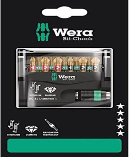 WERA ZESTAW BITÓW BIT-CHECK 12 DIAMOND 1 SB, 12 CZ.
