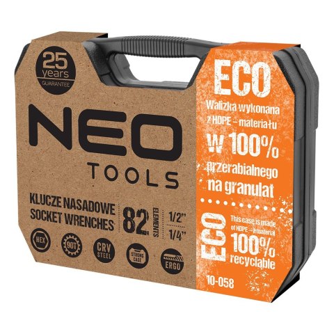 NEO ZESTAW KLUCZY NASADOWYCH 1/4'' 1/2'' 82 CZĘŚCI NEO ZESTAW KLUCZY NASADOWYCH 1/4'' 1/2'' 82 CZĘŚCI