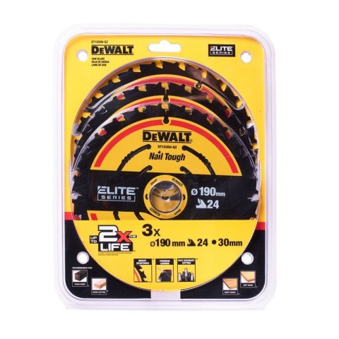 DEWALT PIŁA TARCZOWA DO DREWNA ELITE 190*30MM 24 ZĘBY 3-PAK DEWALT PIŁA TARCZOWA DO DREWNA ELITE 190*30MM 24 ZĘBY 3-PAK