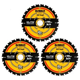 DEWALT PIŁA TARCZOWA DO DREWNA ELITE 190*30MM 24 ZĘBY 3-PAK