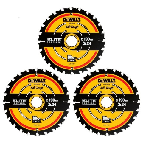 DEWALT PIŁA TARCZOWA DO DREWNA ELITE 190*30MM 24 ZĘBY 3-PAK DEWALT PIŁA TARCZOWA DO DREWNA ELITE 190*30MM 24 ZĘBY 3-PAK