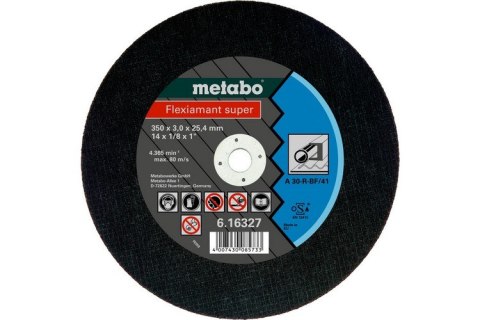 METABO TARCZA TNĄCA DO STALI A30-R 350*3*25.4MM METABO TARCZA TNĄCA DO STALI A30-R 350*3*25.4MM
