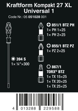 WERA ZESTAW KRAFTFORM KOMPAKT 27 XL UNIVERSAL 1, 7 CZ.