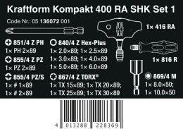WERA ZESTAW KRAFTFORM KOMPAKT 400 RA SHK SET 1, 19 CZĘŚĆ