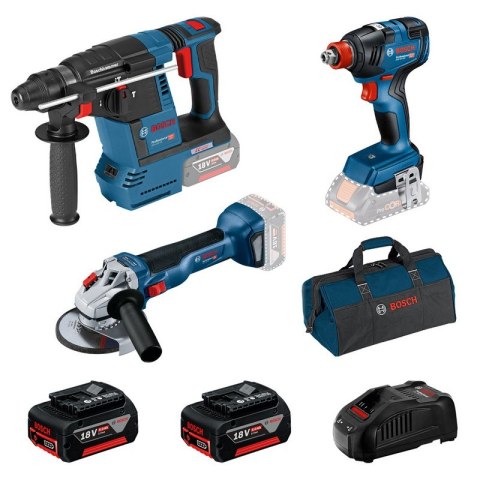 BOSCH ZESTAW NARZĘDZI GBH 18V-26+GWS 18V-10+GDX 18V-200 2*5.0AH BOSCH ZESTAW NARZĘDZI GBH 18V-26+GWS 18V-10+GDX 18V-200 2*5.0AH