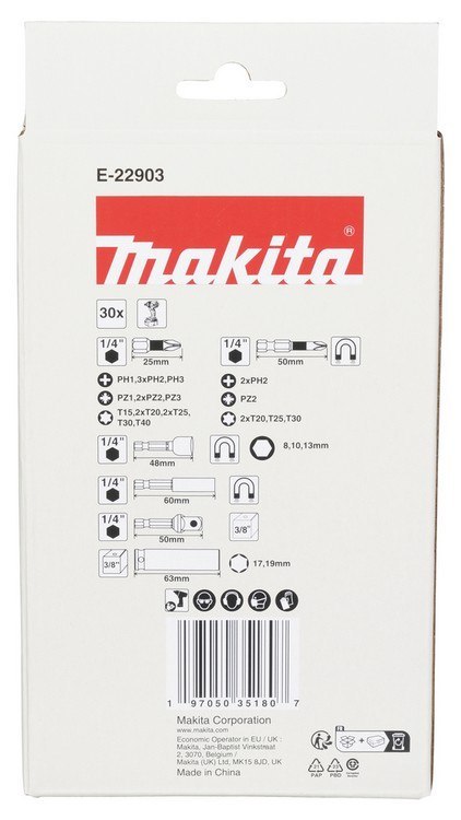 MAKITA ZESTAW BITÓW I NASADEK IMPACT BLACK 30 EL. MAKITA ZESTAW BITÓW I NASADEK IMPACT BLACK 30 EL.