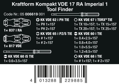 WERA ZESTAW KRAFTFORM KOMPAKT VDE 17 RA FUNKCJA GRZECHOTKI 17CZ. WERA ZESTAW KRAFTFORM KOMPAKT VDE 17 RA FUNKCJA GRZECHOTKI 17CZ.