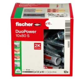 FISCHER KOŁEK DUOPOWER 10*80 S Z WKRĘTEM ŁEB 6-KĄT UNIWERSALNE