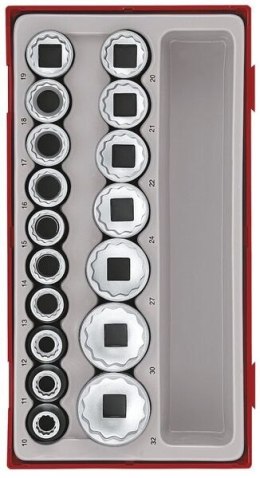 TENG TOOLS ZESTAW NASADEK 12-KĄTNYCH CHWYT KWADRATOWY 1/2'' 17CZ