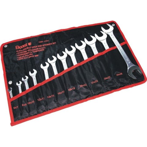 BEAST KLUCZE PŁASKIE 6-32 mm CV 12 sztuk BEAST KLUCZE PŁASKIE 6-32 mm CV 12 sztuk