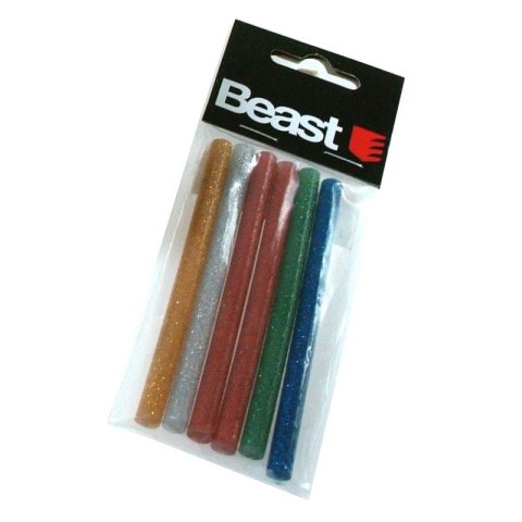 BEAST Klej do pistoletu na gorąco wkłady klejowe kolorowe z brokatem 6szt 7,2mm x 100mm BEAST Klej do pistoletu na gorąco wkłady klejowe kolorowe z brokatem 6szt 7,2mm x 100mm