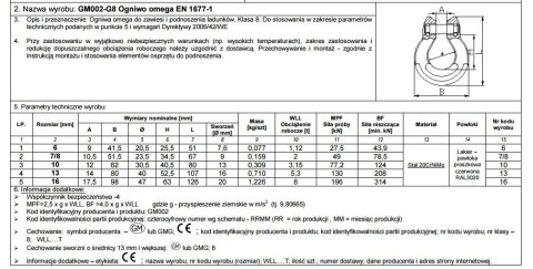 UN OGNIWO OMEGA G8 6MM WLL 1.12T UN OGNIWO OMEGA G8 6MM WLL 1.12T