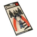 BEAST Szczypce do pierścieni Segera zacisków zestaw 160mm 4 koncówki zagięte proste