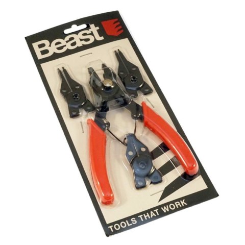 BEAST Szczypce do pierścieni Segera zacisków zestaw 160mm 4 koncówki zagięte proste BEAST Szczypce do pierścieni Segera zacisków zestaw 160mm 4 koncówki zagięte proste