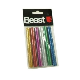 BEAST Klej do pistoletu na gorąco wkłady klejowe kolorowe z brokatem 6szt 11mm x 100mm