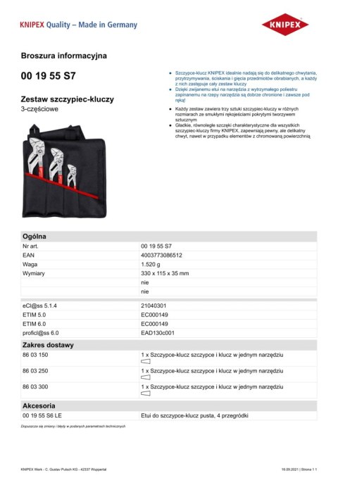 KNIPEX ZESTAW SZCZYPIEC DO RUR W ETUI 3-CZĘŚCIOWY 150,250,300MM KNIPEX ZESTAW SZCZYPIEC DO RUR W ETUI 3-CZĘŚCIOWY 150,250,300MM