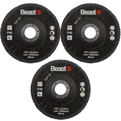 BEAST DYSK ŚCIERNY ŚCIERNICA P40/125mm 3 SZT. BEAST DYSK ŚCIERNY ŚCIERNICA P40/125mm 3 SZT.
