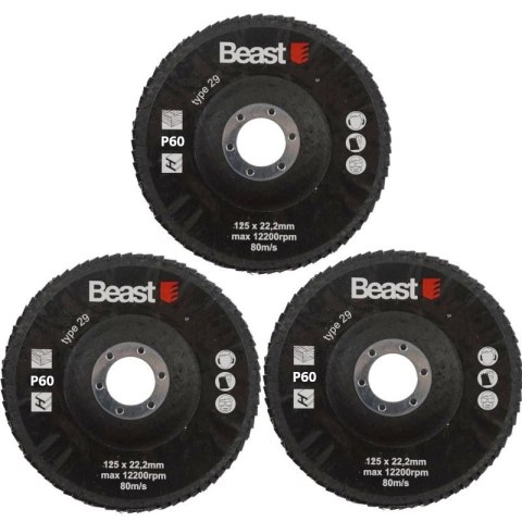 BEAST DYSK ŚCIERNY ŚCIERNICA P60/125mm 3 SZT. BEAST DYSK ŚCIERNY ŚCIERNICA P60/125mm 3 SZT.