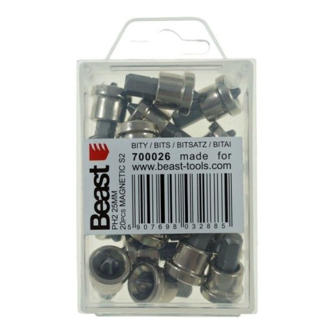 BEAST KOŃCÓWKI WKRĘTAKOWE DO PŁYT GIPSOWYCH PH2 S2 25MM MAGNETIC 20SZT