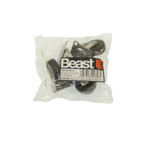BEAST Kółka obrotowe meblowe warsztatowe gumowe 30mm 4 szt skrętne BEAST Kółka obrotowe meblowe warsztatowe gumowe 30mm 4 szt skrętne