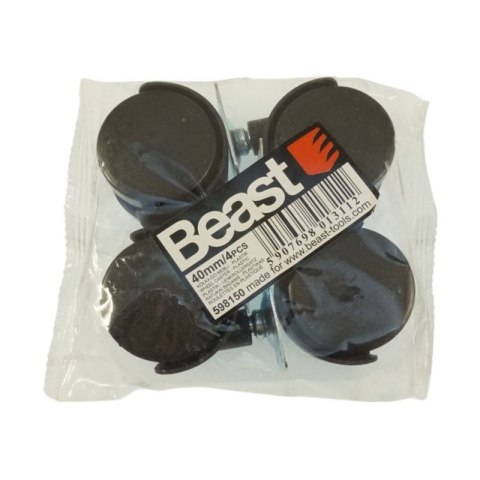 BEAST Kółka obrotowe meblowe warsztatowe plastikowe 40mm 4 szt skrętne BEAST Kółka obrotowe meblowe warsztatowe plastikowe 40mm 4 szt skrętne