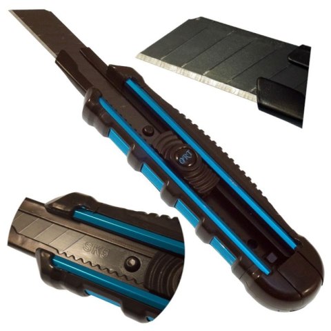 BEAST Nóż łamany wysuwany do tapet z ostrzem 18 mm SK-5 aluminiowy + rączka TPR BEAST Nóż łamany wysuwany do tapet z ostrzem 18 mm SK-5 aluminiowy + rączka TPR