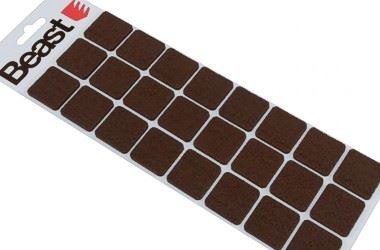 BEAST Podkładki filcowe pod meble samoprzylepne 28x28mm 24 szt brązowe kwadratowe