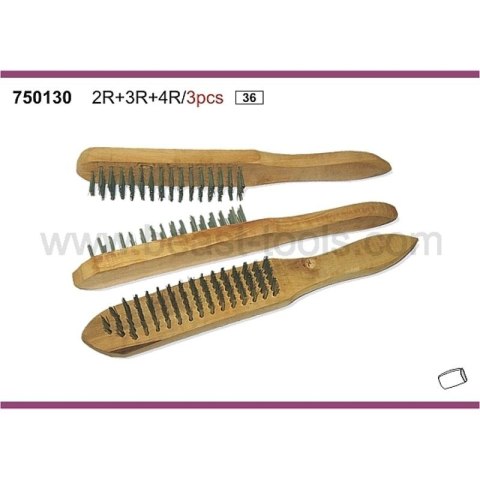 BEAST Szczotki druciane ręczne 4 5 6 rzędowe stalowa 3 sztuki zestaw
