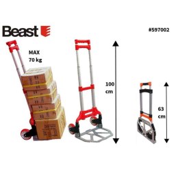 BEAST Wózek transportowy magazynowy składany aluminium 75kg młynarka