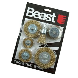 BEAST Zestaw szczotek drucianych do wiertarki stali metalu drewna 6 szt 1''-1.5''-2''-2.5''-3''