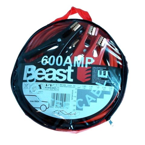 BEAST KABLE ROZRUCHOWE DO AKUMULATORA 600 A 4m BEAST KABLE ROZRUCHOWE DO AKUMULATORA 600 A 4m