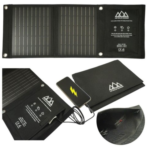 BEAST Ładowarka solarna turystyczna panel słoneczny 14W podwójne USB wyjście 5V/2.1A BEAST Ładowarka solarna turystyczna panel słoneczny 14W podwójne USB wyjście 5V/2.1A
