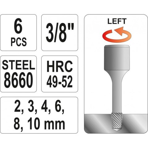 YATO ZESTAW WYKRĘTAKÓW DO SZPILEK 6 CZĘŚCI 3/8'' YATO ZESTAW WYKRĘTAKÓW DO SZPILEK 6 CZĘŚCI 3/8''