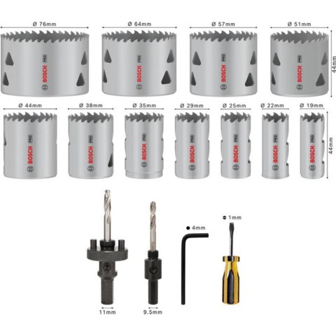 BOSCH ZESTAW OTWORNIC PRO MULTI MATERIAL 17 EL. BOSCH ZESTAW OTWORNIC PRO MULTI MATERIAL 17 EL.