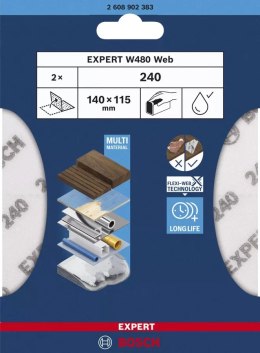 BOSCH ARKUSZ ŚCIERNY PIANKA EXPERT 115*140MM W480 G240 2PC