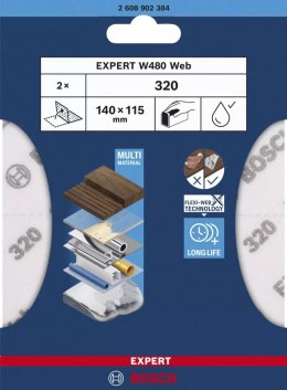 BOSCH ARKUSZ ŚCIERNY PIANKA EXPERT 115*140MM W480 G320 2PC