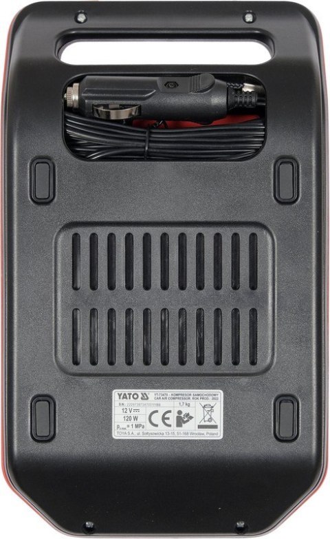YATO KOMPRESOR SAMOCHODOWY Z WYŚWIETLACZEM LED 120W YATO KOMPRESOR SAMOCHODOWY Z WYŚWIETLACZEM LED 120W