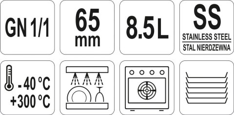 YATO GASTRO POJEMNIK GASTRONOMICZNY GN 1/1 65MM YATO GASTRO POJEMNIK GASTRONOMICZNY GN 1/1 65MM