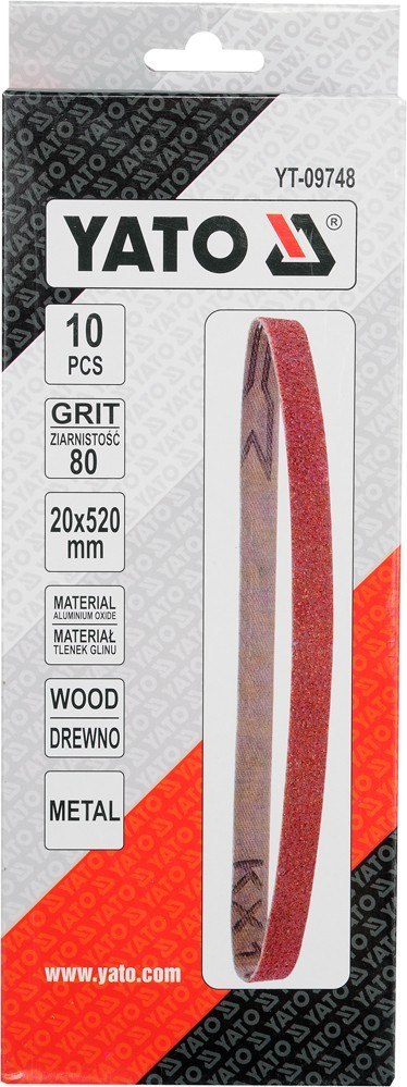 YATO TAŚMA ŚCIERNA BEZKOŃCOWA 10SZT P80 20*520MM YATO TAŚMA ŚCIERNA BEZKOŃCOWA 10SZT P80 20*520MM