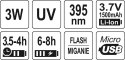 YATO ZESTAW LATARKA UV AKUMULATOROWA 3W + OKULARY