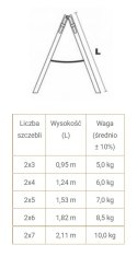 BRAKET DRABINA DREWNIANA BRAKET STANDARD 2X5 SZCZEBLI 153CM