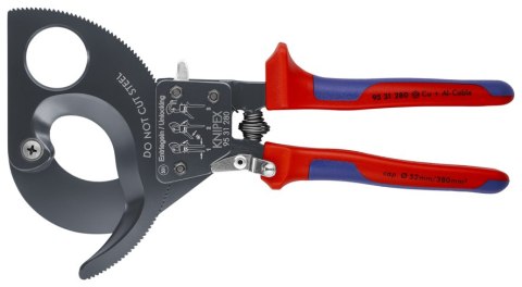 KNIPEX NOŻYCE DO KABLI 280MM, MECHANIZM ZAPADKOWY KNIPEX NOŻYCE DO KABLI 280MM, MECHANIZM ZAPADKOWY