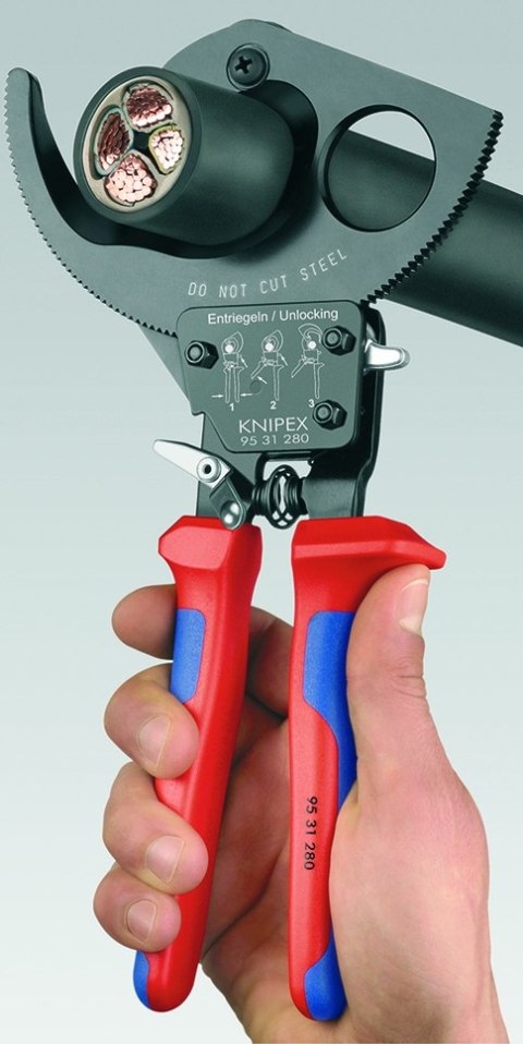 KNIPEX NOŻYCE DO KABLI 280MM, MECHANIZM ZAPADKOWY KNIPEX NOŻYCE DO KABLI 280MM, MECHANIZM ZAPADKOWY